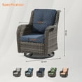 thumbnail image 4 of Meetleisure 1 Pieces Outdoor Patio Furniture Wicker Swivel Chair with Cushions for Backyard,Herringbone Navy, 4 of 6