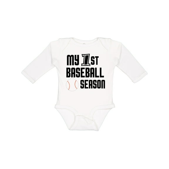 Inktastic my 1st baseball season Boys Long Sleeve Baby Bodysuit