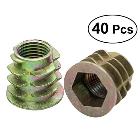 

40 Pcs Threaded Insert Furniture Screw-in Nut Zinc Alloy Bolt Fastener Connector Hex Socket Drive for Wood Furniture Pine Plywood Fiberboard