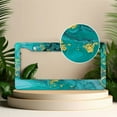 thumbnail image 2 of 1 Pcs Turquoise and Gold Abstract Marbling License Plate Frame,License Plate Cover for Car Decorative Parts,Aluminum License Plate Bracket Holder Rust-Proof for US Standard Car, 2 of 8