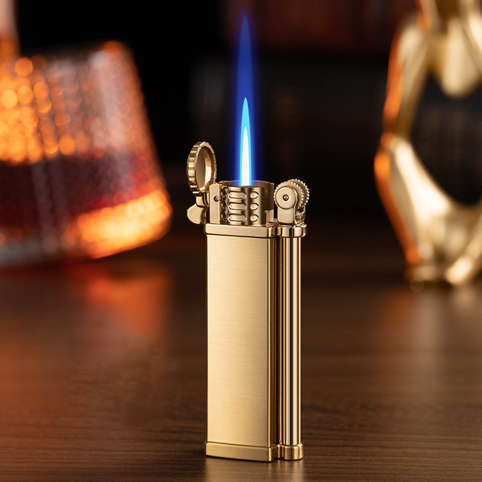 PRINxy Windproof Torch Lighter, Refillable Lighter,Adjust Flame,Used for  Barbecue Kitchen Fireplace Candles Incense Camping Etc(Gas Not Included)  Gold 