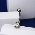 thumbnail image 3 of 1PC Silver Double Diamond Stainless Steel Belly Button Ring Navel Piercing Jewelry for Women, 3 of 4