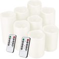 thumbnail image 1 of Juego de 8 velas sin llama, LED impermeables (8 cm de profundidad x 8, 10, 13, 15 cm de altura), velas sin llama, plástico de resina, uso en interiores y exteriores, color blanco, 1 of 6