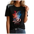 thumbnail image 5 of idosla 250 Anniversary USA Shirt Women 250Th Anniversary Tshirt 1776-2026 Patriotic Shirts American Flag Eagle Tops (Navy, L), 5 of 6