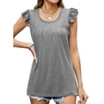 thumbnail image 4 of ZXSXSY Womens U Neck Flutter Sleeve Solid Color Pleated Tank Top, 4 of 6