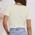 thumbnail image 5 of fatyb Womens Ribbed T Shirts Slim V Neck Basic Knit Tees Short Sleeve Solid Color Casual Summer Tops, 5 of 7