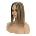 thumbnail image 2 of SEGO Human Hair Topper Clip In 100% Remy Human Hair Extensions 13*15 Silk Lace Base Topper With Bangs/Middle Part Cover Hairloss, 2 of 8