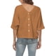 thumbnail image 2 of Mujeres Abajo Camisas De Lino Botón Delantero Manga Corta Blusa Con Cuello En V Color Puro Versión Suelta Marrón L, 2 of 5