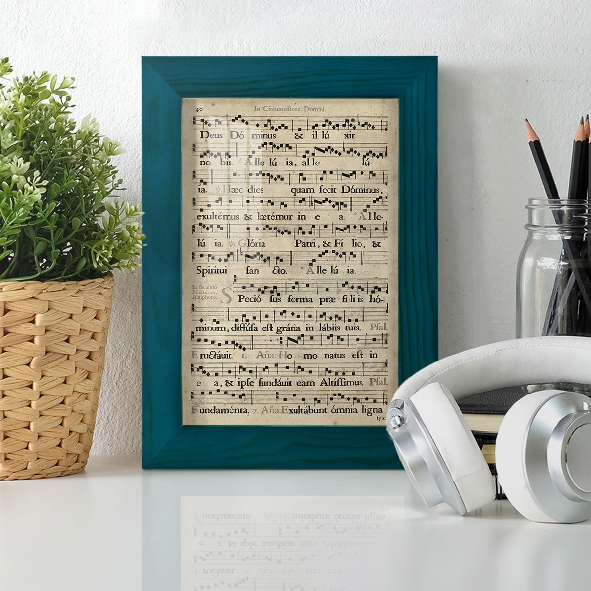 Vellum Songbook II -Framed Print w/glass-Ocean Blue