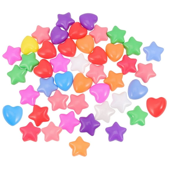 SOPOTUTU 80Pcs Assorted Color Star and Heart Plastic Balls for Filling Playpens and Playrooms