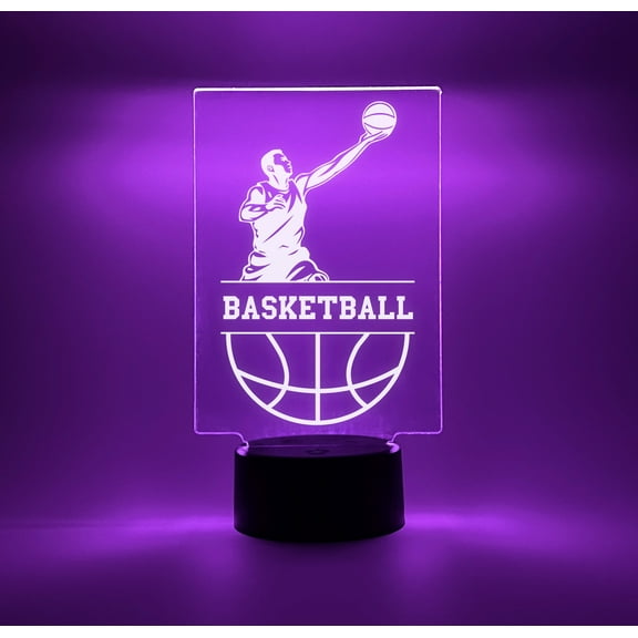 Custom Personalized LED 16 Colors Night Light Up Lamp Sports Basketball Player Fan Team Décor Gift Sports Bedroom Game Room, Remote Included