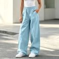 thumbnail image 2 of SAWOBUUN Womens Wide Leg Pants Drawstring Waist Loose Fit Casual Trousers Solid Lounge Sports Pants, 2 of 7