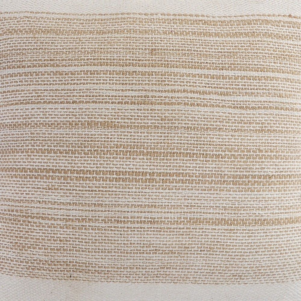 Laddha Home Designs Handwoven Striped Cotton Throw Pillow Cover - 20" - Beige and White