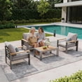 thumbnail image 3 of LazySunsets 4 Piece Aluminum Patio Furniture Set, 4-Seat Oversized Outdoor Sectional, Light Gray, 3 of 9