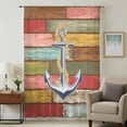 thumbnail image 2 of Nautical Anchor Semi Sheer Curtains Drapes for Living Room,Bedroom,French Doors Window 84 Inches Long,Country Vintage Colorful Wooden Plank Rod Pocket Chiffon Curtain Drapery Voile Draperies Panel, 2 of 8