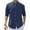 Navy, variant on Hinvhai Men's Cotton Long Sleeve Shirts Casual Button Down Banded Collar Shirt Beach Summer Tops Gray XL(XL)