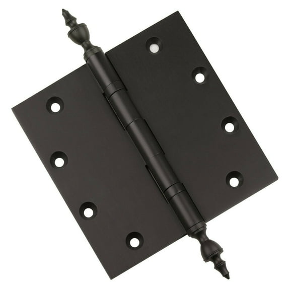 EMBASSY Door Hinge 5 x 5 Solid Brass Oil Rubbed Bronze with Urn Tips