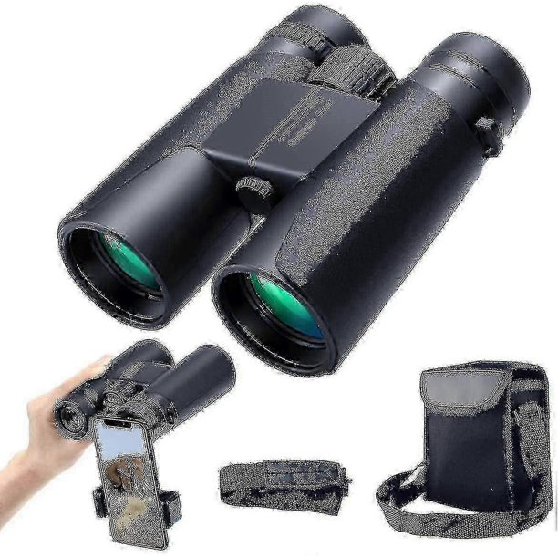 12x42 Binoculars With Roof Prism For Adults, Compact, Portable, Waterproof, With Night Vision, Bak4 Prism, Fmc Lens, Hd Clear Vision For Birds,black