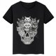thumbnail image 4 of Ropa infantil con estampado de calavera de gato, camiseta de algodón de verano para niños y niñas, ropa infantil personalizada de manga corta negra, 4 of 5