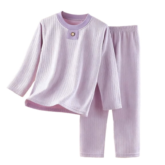 xaoyunyn Pants Set for Girls 2 Piece Outfits Casual Comfy Solid Color Long Sleeve Round Neck Homewear 1-11 Years