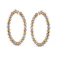 thumbnail image 2 of Bling Jewelry Womens Tri Color Bead Hoop Huggie Earrings 18K Gold Plated 2.2 Inch Latch Back Closure, 2 of 5