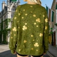 thumbnail image 5 of St. Patrick's Day Sweatshirt for Women Glitter Shamrock Vine Graphic Print Long Sleeve Crewneck Loose Fit Festival Apparel Holiday Gift, 5 of 7
