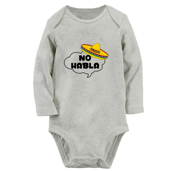 No Habla Funny Rompers, Newborn Baby Unisex Bodysuits, Infant Jumpsuits, Toddler 0-12 Months Kids Long Sleeves Oufits (Gray, 0-6 Months)