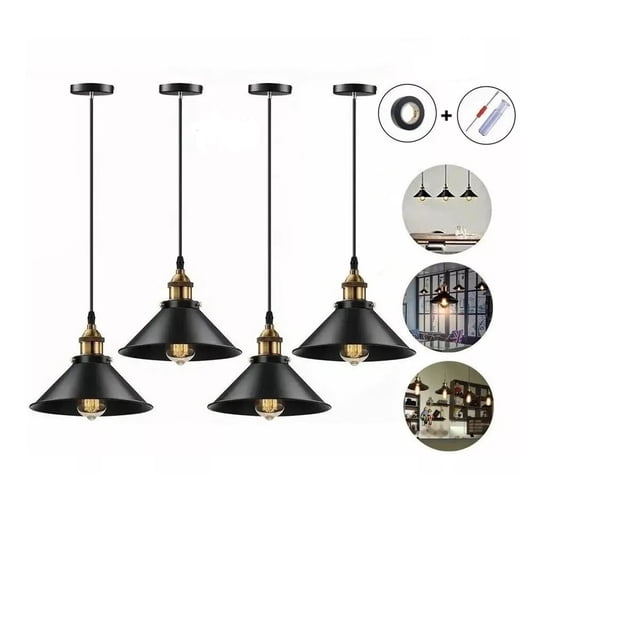 Lámparas De Techo Industrial Base E26 E27 Colgantes 4 Piezas Elek 4 lamp