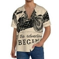 thumbnail image 3 of Vsdgher Let The Adventure Begin Print Men's Wrinkle Free Untucked Cuban Shirt Business Casual Button Down Shirts Short Sleeve Shirt, 3 of 7