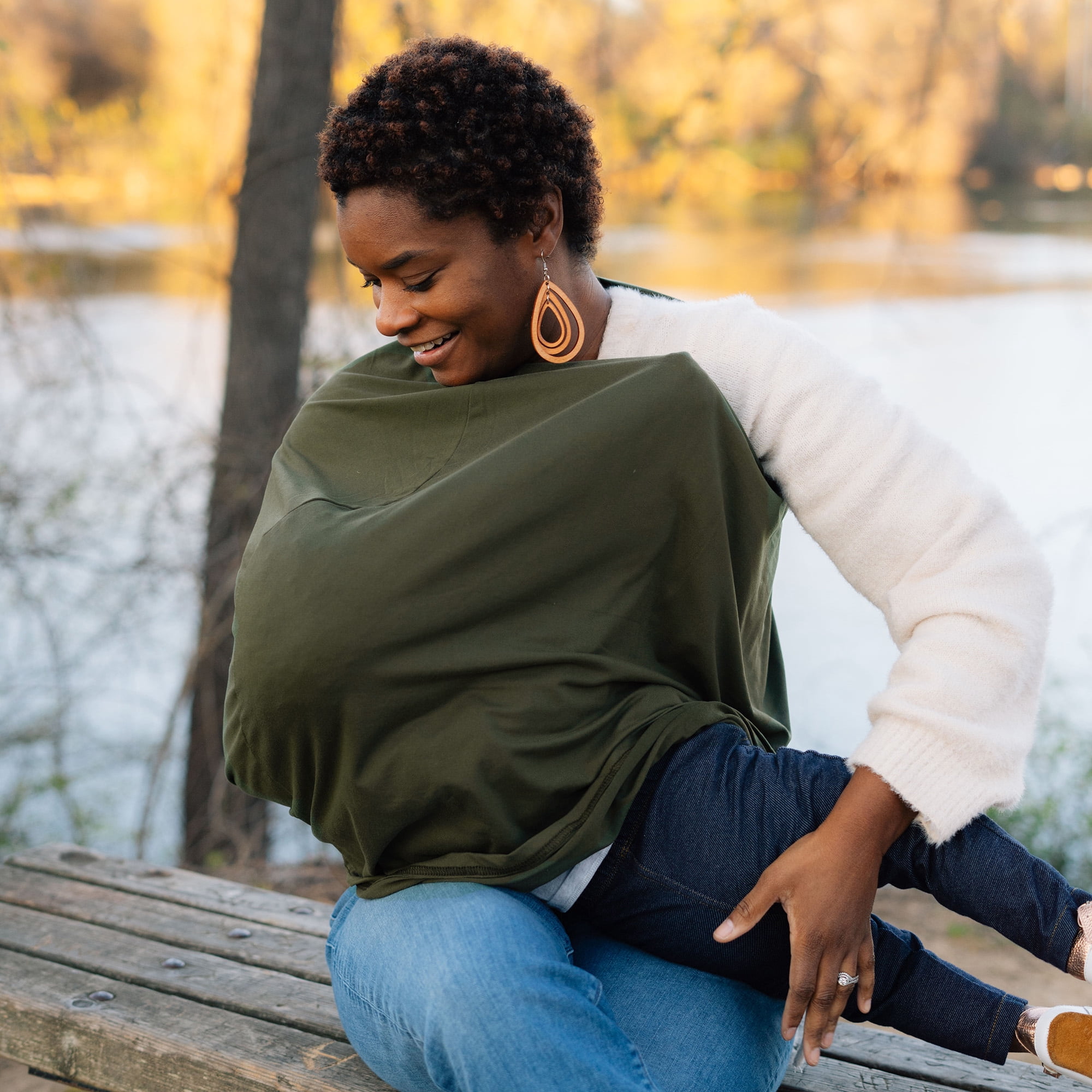 Luxe Olive 5-in-1 Nursing and Car Seat Cover
