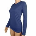 thumbnail image 2 of Mrat Women's Casual Long Sleeve Tee Crewneck Blouse Stretch Slim Fitting Basic Tops Solid T-Shirt S-71 Navy L, 2 of 4