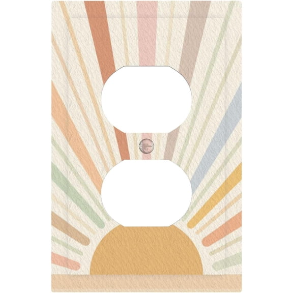 Decorative Outlet Covers Boho Mid Sun Sunrise 1 Gang Duplex Light Switch Cover Plate Unique Wall Plates for Electrical Outlets Switch Plate Covers for Bedroom Home Decor