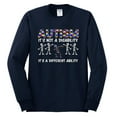 thumbnail image 3 of Autism Is Not A Disablity Itâ€™s A Different Abilty | Autism Awareness Dabbing Skeleton Inspirational Christian Mens Long Sleeve Shirt, Navy, Medium, 3 of 5