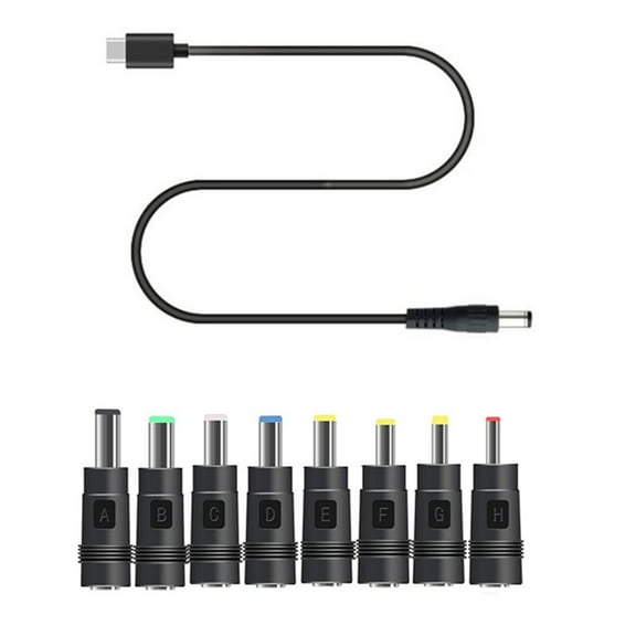 TypeC to DC5V 9V 12V Power Cable Adapter 8 DC-Jacks Charging Cable Power Cord Connector for Wifi Router Modem- Fan