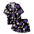 thumbnail image 4 of Yuncity Halloween Pajamas Men Print Short Sleeve Shorts Button Up Sleepwear Loungewear Comfortable Nightwear Outfit Leisure Pajama Black L, 4 of 4