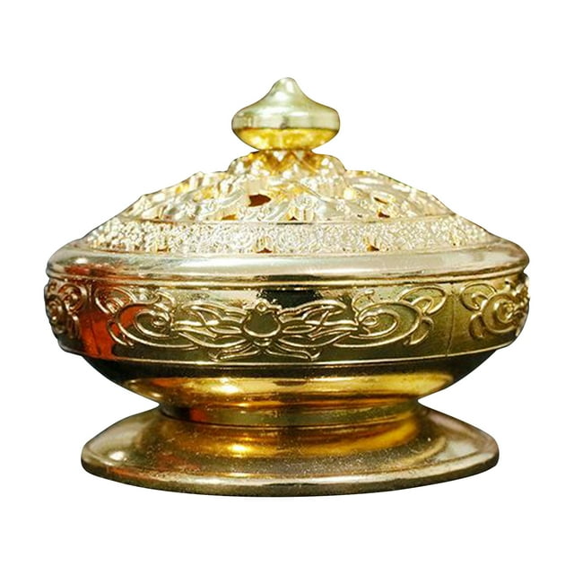Quemador de incienso de metal budista con forma de cono de loto tibetano, con efecto cascada y reflujo, ideal para aromaterapia espiritual en templos y salas de yoga. dorado