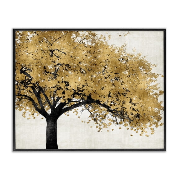 Stupell Industries Contemporary Traditional Tree with Autumn Leaves over Neutral Black Framed Giclee Art, 14 x 11, by Kate Bennett