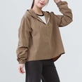 thumbnail image 4 of Edvintorg Lightweight Jacket Women Plus Size Fashion Long Sleeve Loose Casual Hooded Coat with Zipper Women Outerwear Woman Clothes Khaki XL, 4 of 8