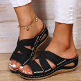 thumbnail image 5 of Orthopedic Wedge Sandals for Women Summer Dressy Casual High Wedges Slip on Sandals Open Toe Platform Walking Shoes Beach Sandals for Woman, 5 of 5