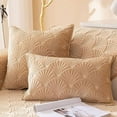 thumbnail image 2 of Nvzi-a 2 Pack Super Soft Velvet Plush Decorative Square Throw Pillow Covers Set Leaf Pattern Quilted Cushion Cases Pillowcases for Sofa Bedroom Car (Camel B,18"x18"), 2 of 2