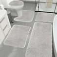 thumbnail image 3 of 5 Piece Bathroom Rugs Sets with Adjustable Toilet Seat Cover Machine Washable Bath Rug Set Non Slip Solid Bath Mat Set Shaggy Bathroom Floor Mats for Luxury Bathroom Decoration, 3 of 6