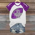 thumbnail image 5 of Womens Sequin Football Shirts 2025 Game Day Funny Graphic Short Sleeved Tops Summer Trendy Casual Pullover Tee Blouses, 5 of 5