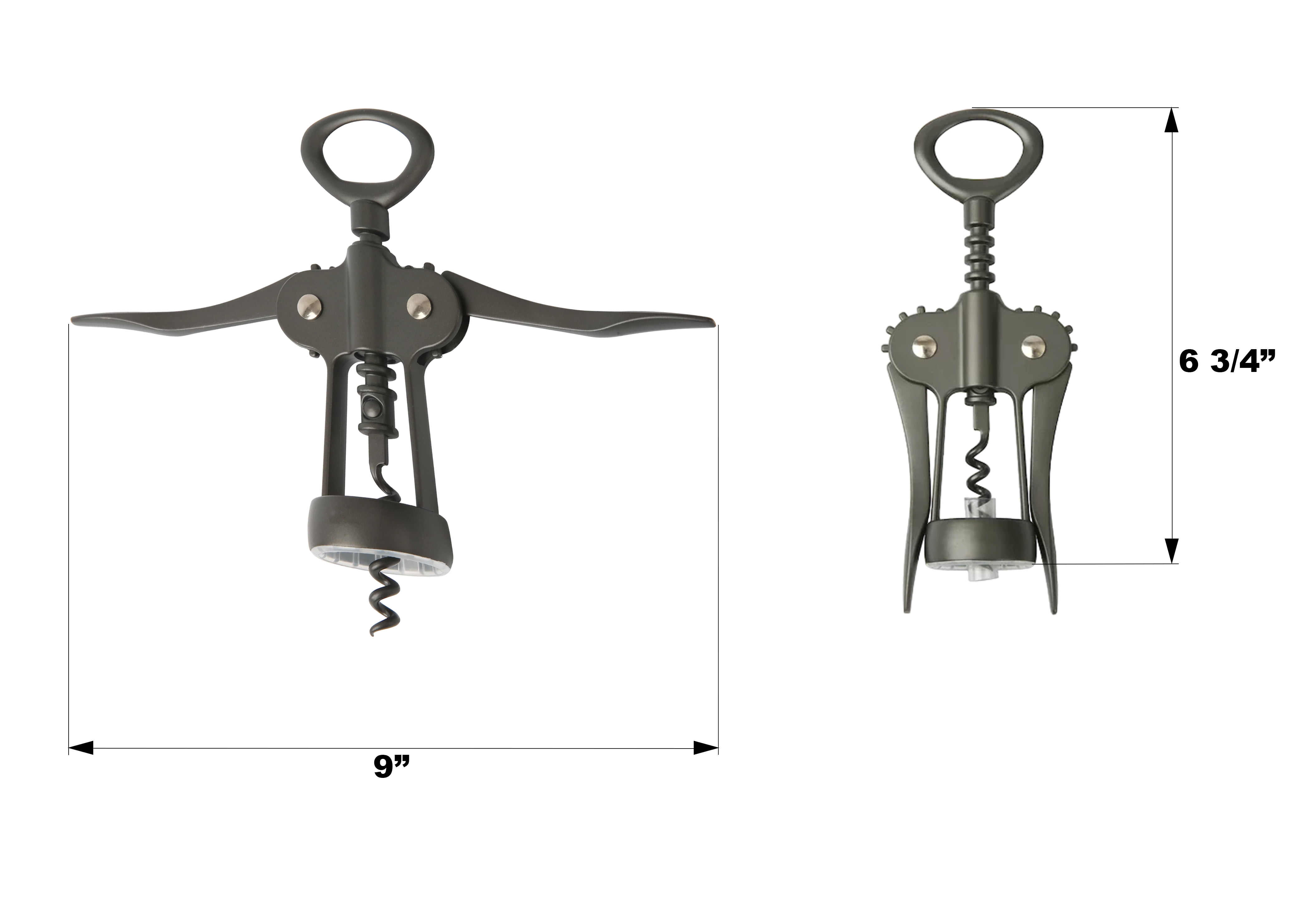 Better Homes and Gardens Winged Black Zinc Alloy Corkscrew with Bottle Opener