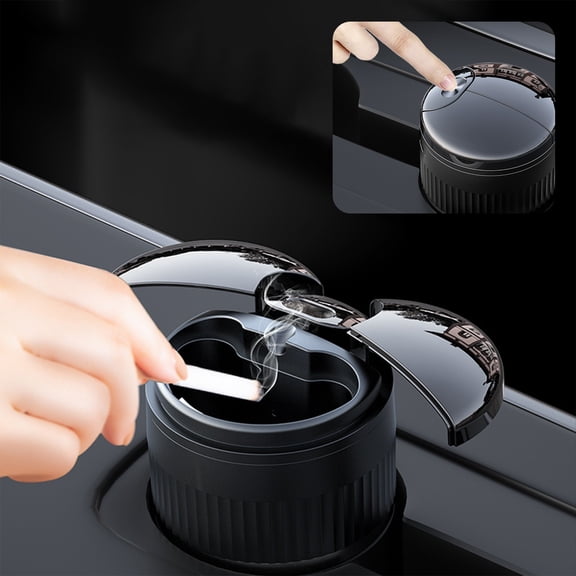 Car Ashtray with Lid Infrared Sensor, Metal Intelligent Ashtray Odor Blocking Smokeless Design, USB Rechargeable Car Ashtray for Home Office Car Interior Use