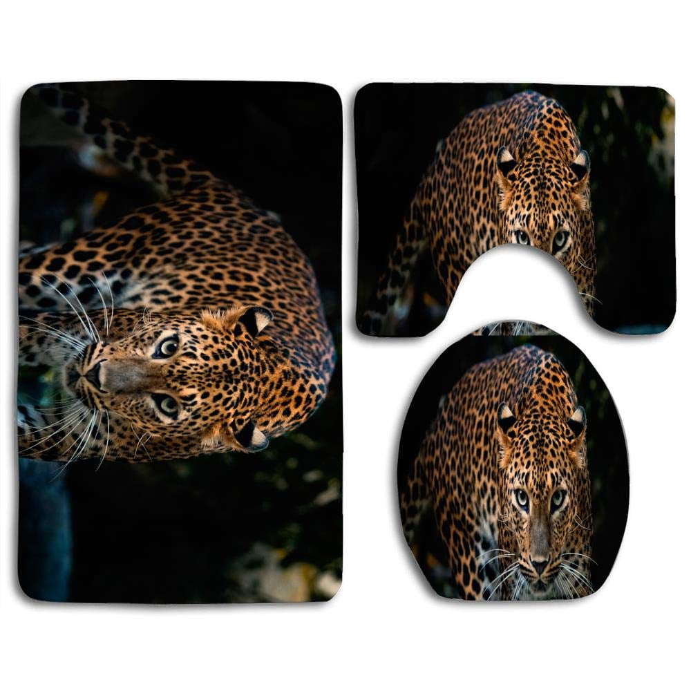 GOHAO Gorgeous Jaguar 3 Piece Bathroom Rugs Set Bath Rug Contour Mat ...