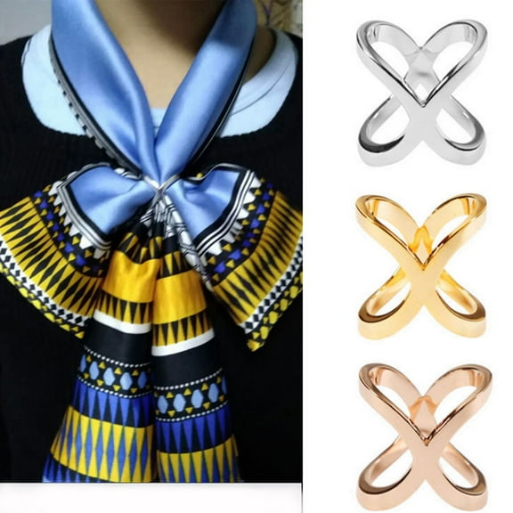 Fridja Scarf Ring Clip Holder Silk Scarves Brooch Women X Shape Pins Cross Scarf Buckle