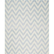 SAFAVIEH Cambridge Kaitlyn Zig Zag Stripes Wool Area Rug, Light Blue/Ivory, 4' x 6'