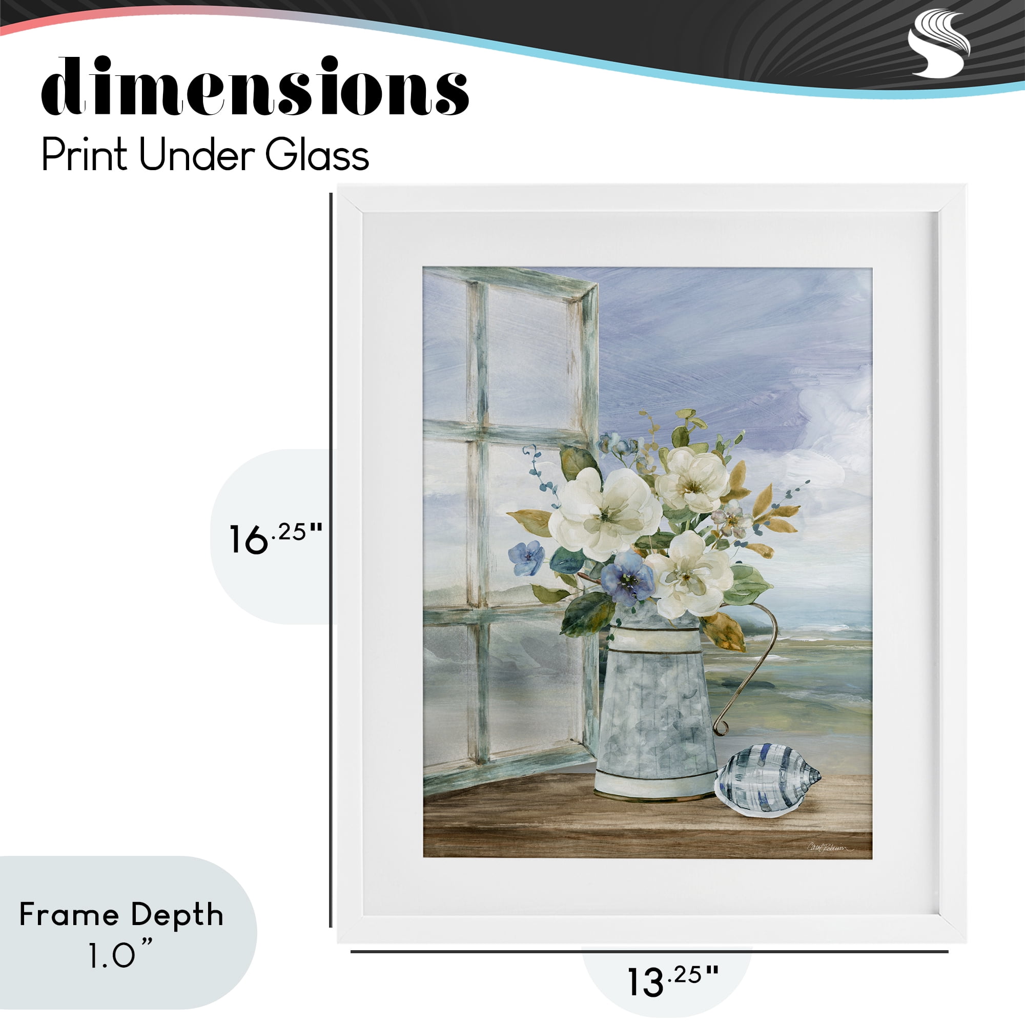 Stupell Industries Seaside Floral Bouquet Window White Framed Print Under Glass, design by Carol Robinson