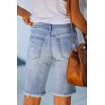 thumbnail image 5 of Blibea Womens Bermuda Jean Shorts Mid Waist Denim Bermuda Shorts with Leopard Print Patches Sky Blue Size 8, 5 of 5