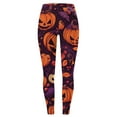 thumbnail image 4 of Sixuan Halloween Leggings for Women, Dress Womens Fall Fashion 2024, Women Soft Pumpkin Head Stripes Print Legging Slim Yoga Fitness Running, 4 of 4